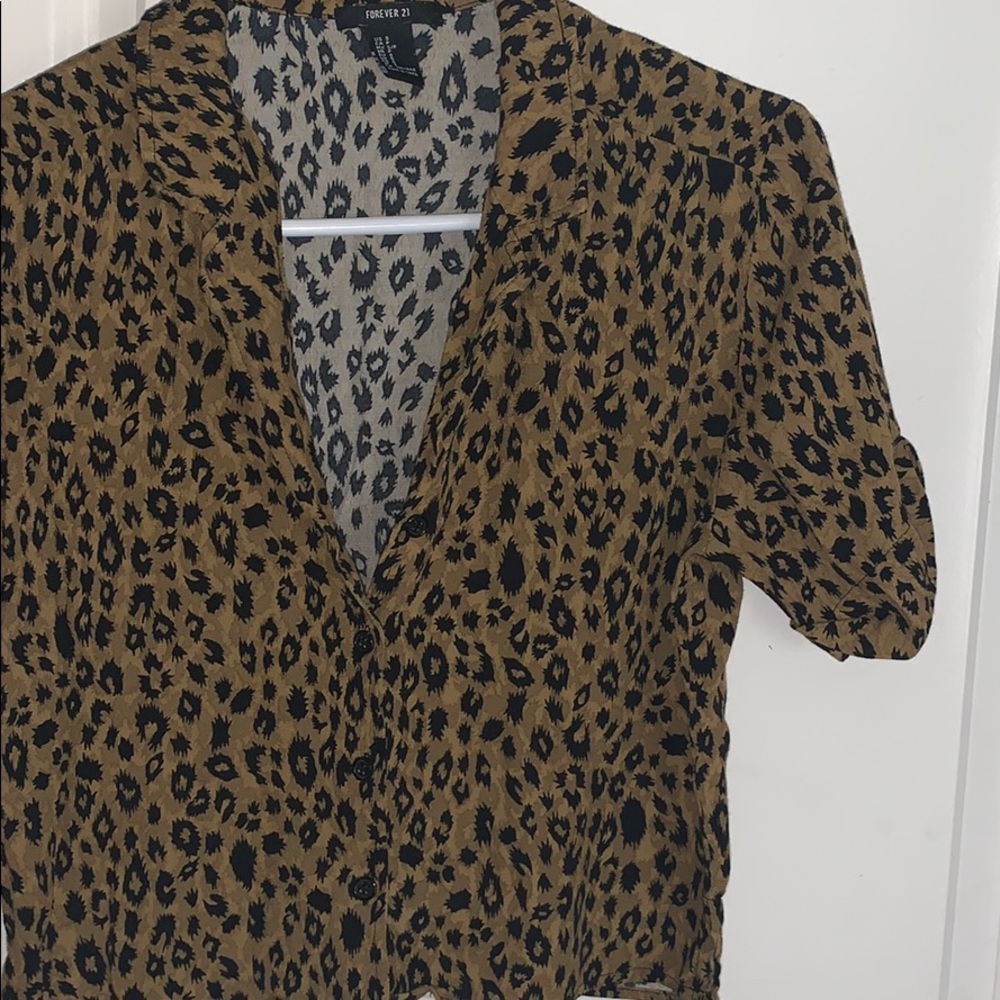leopard button down - Picture 2 of 2